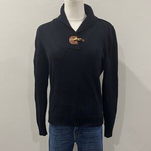 Lauren Ralph Lauren 100% Cotton Toggle Knit Sweater – Size Petite Medium